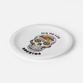 ディアデロスミュエルトカラフルススカルハロウィーン ペーパープレート (アングル)