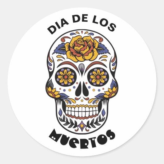 ディアデロスミュエルトカラフルススカルハロウィーン ラウンドシール (正面)