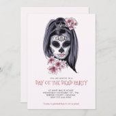 ディアデロスミュエルトスパーティー赤面ピンク 招待状 (正面/裏面)