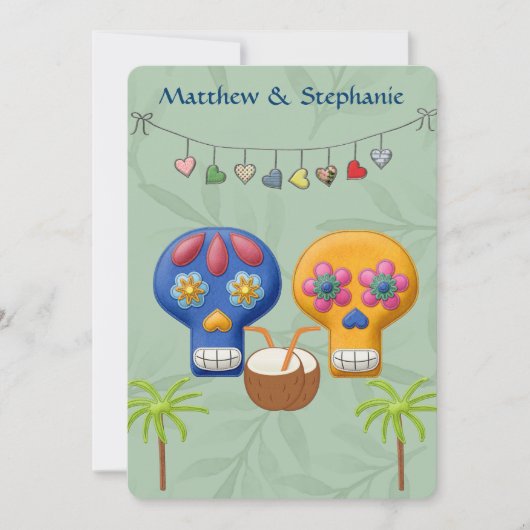 ディアデロスミュエルトスビーチ結婚式 招待状 (正面)