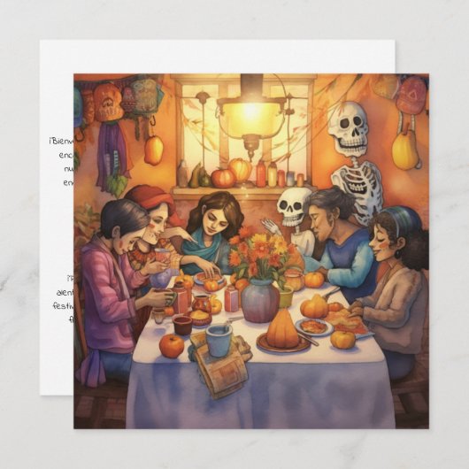 「ディアデロスミュエルトス」、思い出とフェスティバル 招待状 (正面/裏面)