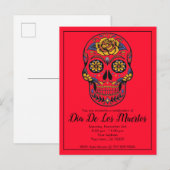 ディアデロスミュートシュガースカルレッドパーティー インビテーションポストカード (正面/裏面)
