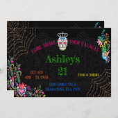 ディアデロスミュートスデイオブザデッド誕生日5x7 招待状 (正面/裏面)