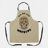 ディアデロスミュートスハロウィーンスカルTシャツ エプロン (正面)