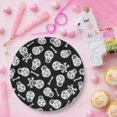 ディアデロスミュートスブラックアンドホワイト紙スカル ペーパープレート (パーティー)