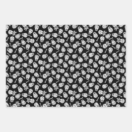 ディアデロスミュートスブラックアンドホワイト紙スカル ラッピングペーパーシート