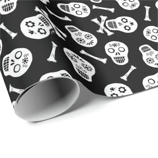 ディアデロスミュートスブラックアンドホワイト紙スカル ラッピングペーパー (ロールコーナー)