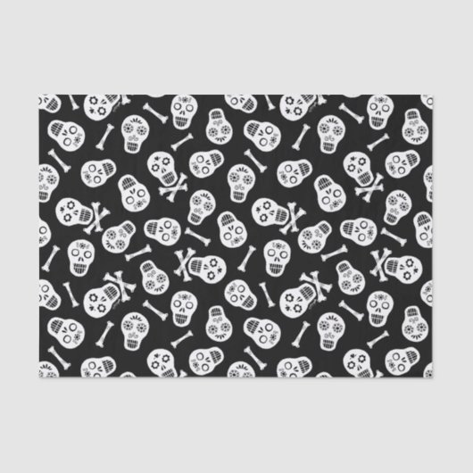 ディアデロスミュートスブラックアンドホワイト紙スカル 薄葉紙 (正面)