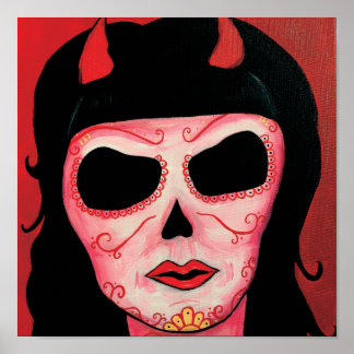 ディアデロスムエルトススケルトンサタンプリント ポスター