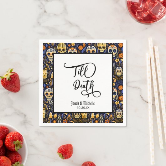 ディアデロスムエルトスティルデスパーティー結婚ズ スタンダードカクテルナプキン (インサイチュ)