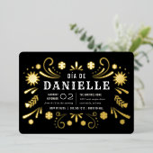 ディアデロスムエルトステーマバースデーパーティー 箔招待状 (立ち正面)