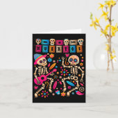 ディアデロスムエルトスデイの死んだメキシコのスケレト カード (黄色い花)