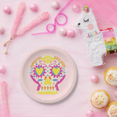 ディアデロスムエルトスパーティーデコールピンク紙プレート ペーパープレート (パーティー)