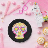 ディアデロスムエルトスパーティーデコールブラック紙プレート ペーパープレート (パーティー)