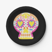 ディアデロスムエルトスパーティーデコールブラック紙プレート ペーパープレート (正面)