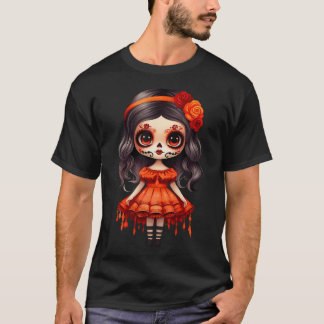 ディアデロスムエルトスラカトリナキュートスケルトンメキシカ Tシャツ