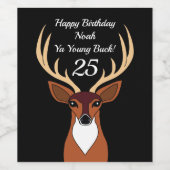 ディアハンターおもしろいヤングバックパーソナライズされた誕生日 ワインラベル (シングルラベル)