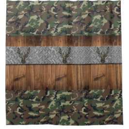 ディアハンターキャビンインザウッズ迷彩柄ボーイズバスルーム シャワーカーテン