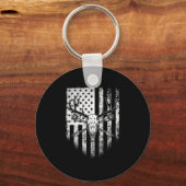 ディアハンターズディアースカルオンアメリカ国旗 キーホルダー (正面)