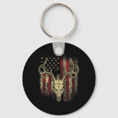 ディアハンターズディアースカルオンアメリカ国旗 キーホルダー (正面)
