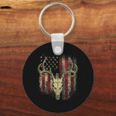 ディアハンターズディアースカルオンアメリカ国旗 キーホルダー (正面)
