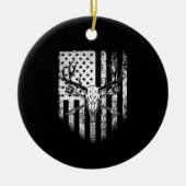 ディアハンターズディアースカルオンアメリカ国旗 セラミックオーナメント (正面)