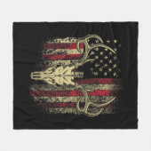 ディアハンターズディアースカルオンアメリカ国旗 フリースブランケット (正面(横))