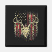 ディアハンターズディアースカルオンアメリカ国旗 マグネット (正面)