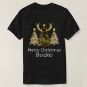 ディアバック狩りクリスマス迷彩柄アントラーハンターメンズ Tシャツ (デザイン正面)