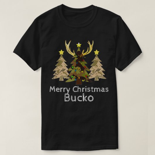 ディアバック狩りクリスマス迷彩柄アントラーハンターメンズ Tシャツ (デザイン正面)