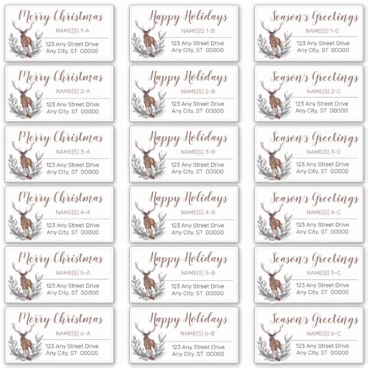 ディアバック素朴クリスマスホリデー住所 シール (正面)