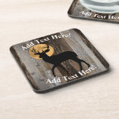 ディアバック〔雄ジカの〕枝角フルムーン素朴ウッド コースター (左側)