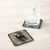 ディアバック〔雄ジカの〕枝角フルムーン素朴ウッド コースター (右側)