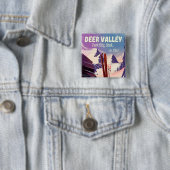 ディアバレー、パークシティ、ユタ、スキー旅行ポスター。 缶バッジ (インサイチュ)