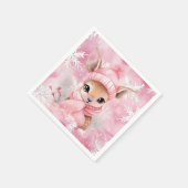 ディアピンクハットスカーフスノーフレーク冬ワンダーランド スタンダードカクテルナプキン (角)