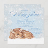 ディアファウンスノーフレークボーイベビーシャワー招待状 招待状 (正面/裏面)