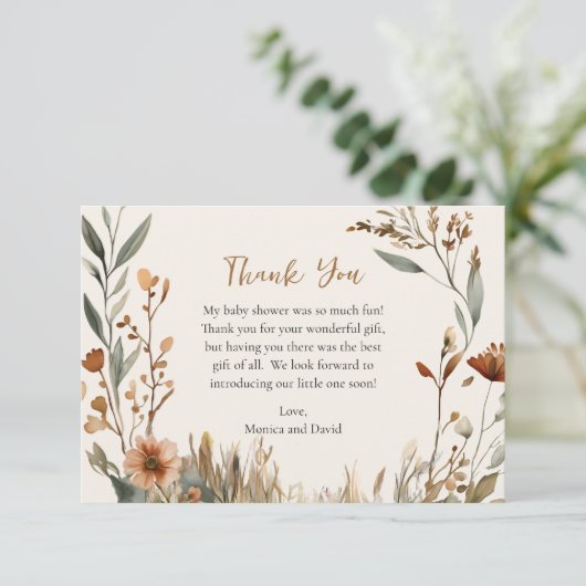 ディアファミリーボホパンパスオーソドックス赤ちゃんシャワー サンキューカード (スタンド正面)