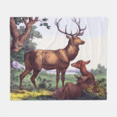 ディアファミリーヴィンテージフォレストフリースブランケット フリースブランケット (正面(横))