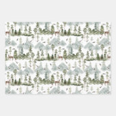 ディアフォレストグリーン&ストライプシズホリデーラッピング ラッピングペーパーシート (正面)