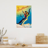 ディアブル、山、スキー場のカップル ポスター (キッチン)