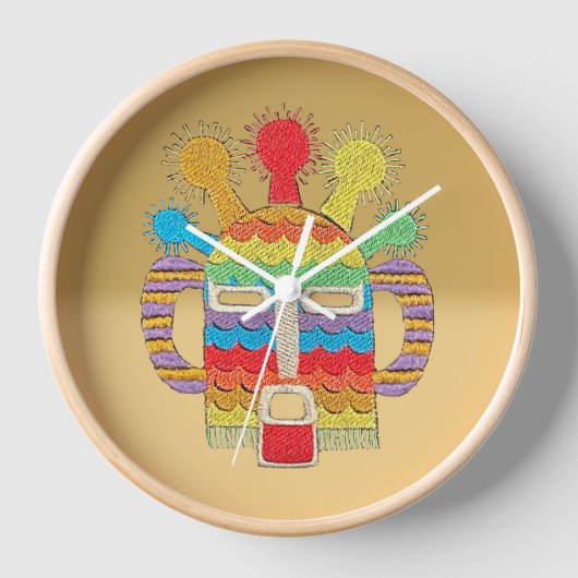ディアブロフママスククロック – 小麦フェード 壁時計 (正面)