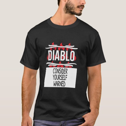 ディアブロホットソースグループ株式会社、警告します Tシャツ (正面)