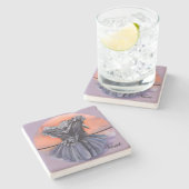 ディアブロRaven Drinkコースターの水色のカラス ストーンコースター (横)