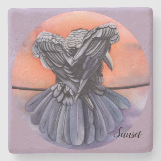 ディアブロRaven Drinkコースターの水色のカラス ストーンコースター (正面)