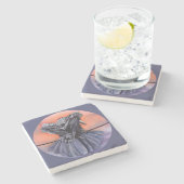 ディアブロRaven Drinkコースターの水色のカラス ストーンコースター (横)