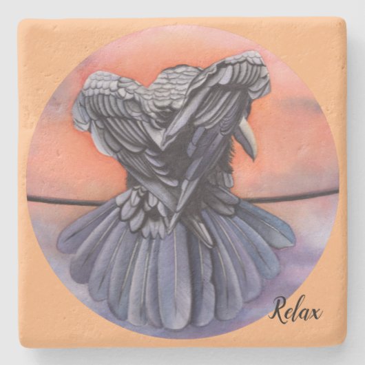 ディアブロRaven Drinkコースターの水色のカラス ストーンコースター (正面)
