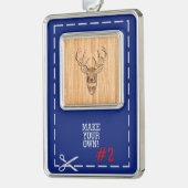 ディアヘッドウッドグレインスタイル シルバープレートフレームオーナメント (左)