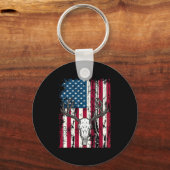 ディアヘッドスカル狩りアメリカ国旗 キーホルダー (正面)