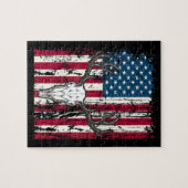 ディアヘッドスカル狩りアメリカ国旗 ジグソーパズル (横)