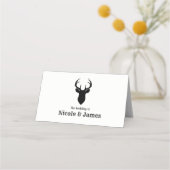 ディアヘッド素朴〔雄ジカの〕枝角結婚ズテーブルシートプレイス プレイスカード (正面)